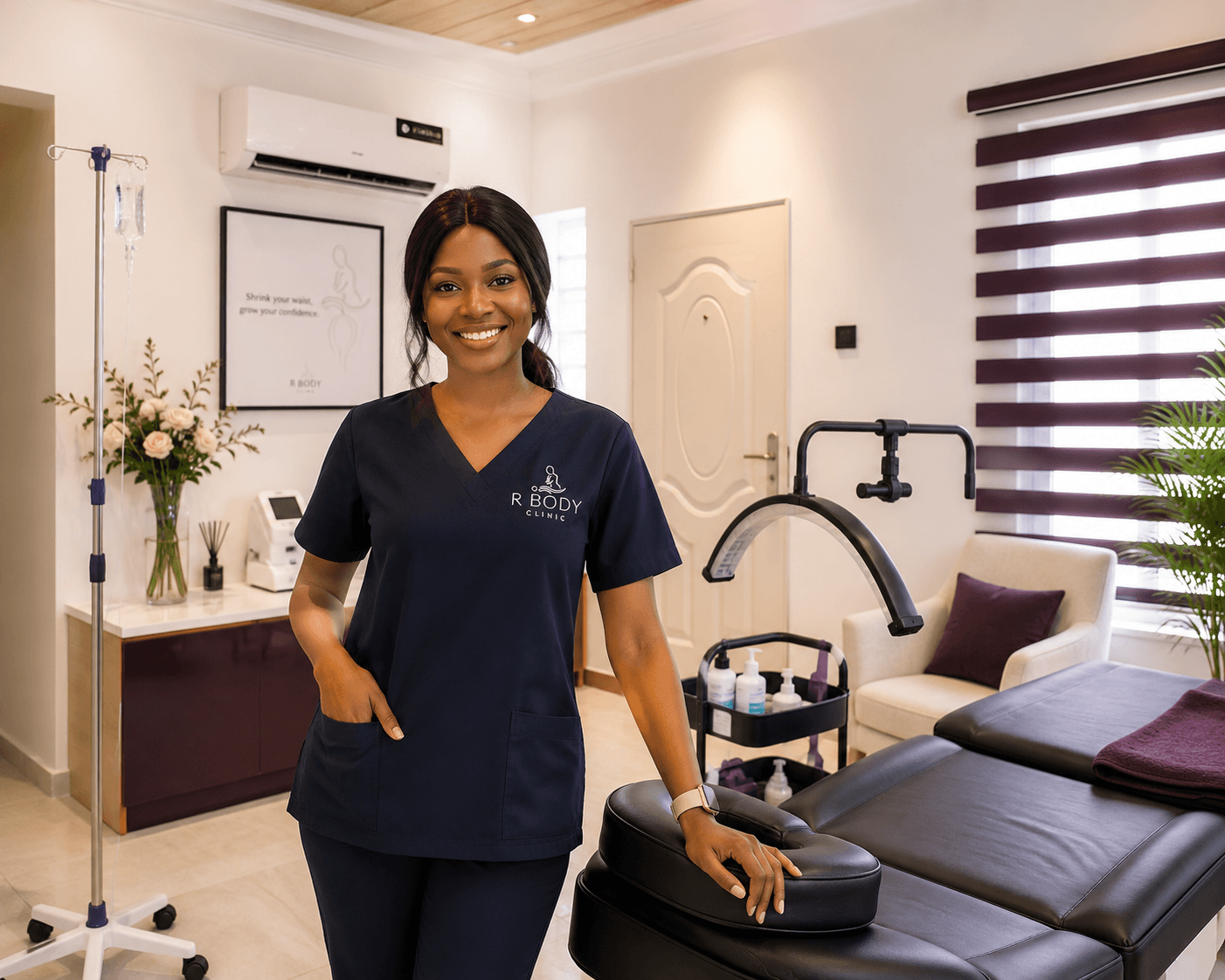 Rbody Clinic therapist in a treatment room in Lagos